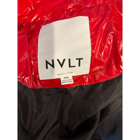 NVLT Red Puffer Jacket Size M Oversized Cozy Mid-Length - Picture 6 of 9